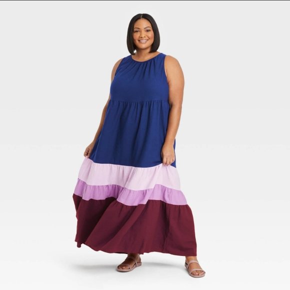 Ava ~ Midnight Blue Tiered Cord Dress main image 0